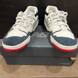 New Balance Men's White, Blue, and Red Sneakers